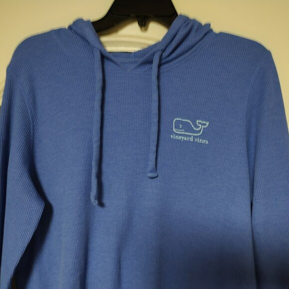 Vineyard Vines Waffle Knit Periwinkle Hooded  Long Sleeve Top  Size Women's XL - Picture 2 of 4